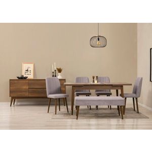 Set s rozkladacím stolom, stoličkami a konzolou (7 kusov) Vina 03 0701 - Walnut, Grey vyobraziť