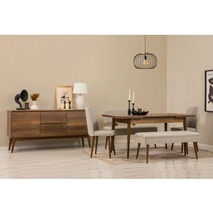 Set s rozkladacím stolom, stoličkami a konzolou (6 kusov) Vina Bench 04 1005 - Walnut, Cream vyobraziť