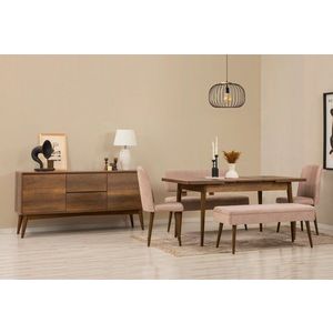 Set s rozkladacím stolom, stoličkami a konzolou (6 kusov) Vina Bench 04 0900 - Walnut, Stone vyobraziť