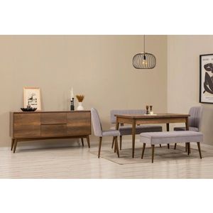 Set s rozkladacím stolom, stoličkami a konzolou (6 kusov) Vina Bench 04 0701 - Walnut, Grey vyobraziť