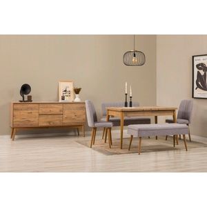 Set s rozkladacím stolom, stoličkami a konzolou (6 kusov) Vina Bench 04 0701 - Atlantic Pine, Grey vyobraziť