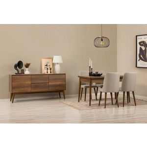 Set s rozkladacím stolom, stoličkami a konzolou (6 kusov) Vina 01 1005 - Walnut, Cream vyobraziť