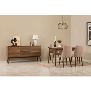 Set s rozkladacím stolom, stoličkami a konzolou (6 kusov) Vina 01 0900 - Walnut, Stone vyobraziť