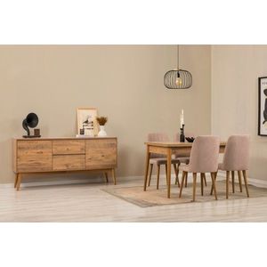 Set s rozkladacím stolom, stoličkami a konzolou (6 kusov) Vina 01 0900 - Atlantic Pine, Stone vyobraziť