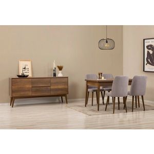 Set s rozkladacím stolom, stoličkami a konzolou (6 kusov) Vina 01 0701 - Walnut, Grey vyobraziť