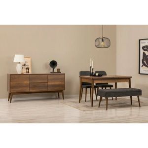 Set s rozkladacím stolom, stoličkami a konzolou (5 kusov) Vina 02 1053 - Walnut, Anthracite vyobraziť