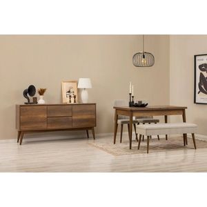 Set s rozkladacím stolom, stoličkami a konzolou (5 kusov) Vina 02 1005 - Walnut, Cream vyobraziť