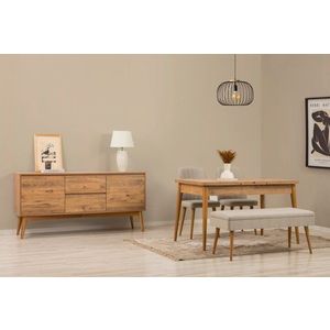 Set s rozkladacím stolom, stoličkami a konzolou (5 kusov) Vina 02 1005 - Atlantic Pine, Cream vyobraziť