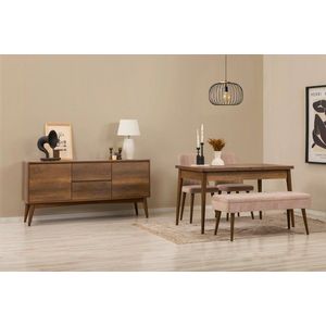 Set s rozkladacím stolom, stoličkami a konzolou (5 kusov) Vina 02 0900 - Walnut, Stone vyobraziť