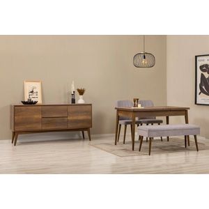 Set s rozkladacím stolom, stoličkami a konzolou (5 kusov) Vina 02 0701 - Walnut, Grey vyobraziť