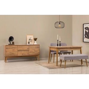 Set s rozkladacím stolom, stoličkami a konzolou (5 kusov) Vina 02 0701 - Atlantic Pine, Grey vyobraziť