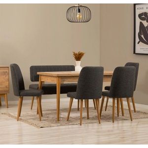 Jedálenský set s rozkladacím stolom a stoličkami (6 kusov) Vina - Atlantic Pine, Anthracite vyobraziť