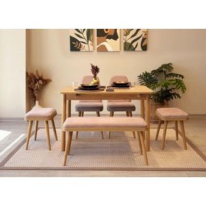 Jedálenský set s rozkladacím stolom a stoličkami (6 kusov) Vina Mini 03 0900 - Oak, Stone vyobraziť