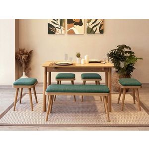 Jedálenský set s rozkladacím stolom a stoličkami (6 kusov) Vina Mini 06 1070 - Oak, Green vyobraziť