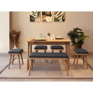 Jedálenský set s rozkladacím stolom a stoličkami (6 kusov) Vina Mini 06 1053 - Oak, Anthracite vyobraziť