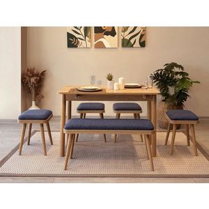 Jedálenský set s rozkladacím stolom a stoličkami (6 kusov) Vina Mini 06 1048 - Oak, Dark Blue vyobraziť