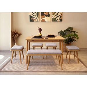 Jedálenský set s rozkladacím stolom a stoličkami (6 kusov) Vina Mini 06 0701 - Oak, Soho Grey vyobraziť