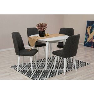 Jedálenský set s rozkladacím stolom a stoličkami (5 kusov) Vina 1053 - White, Anthracite vyobraziť