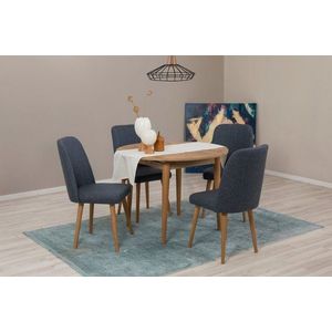 Jedálenský set s rozkladacím stolom a stoličkami (5 kusov) Vina 1048 - Atlantic Pine, Navy Blue vyobraziť