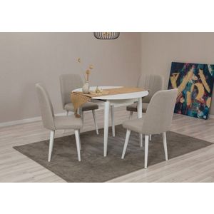 Jedálenský set s rozkladacím stolom a stoličkami (5 kusov) Vina 1005 5 - White, Cream vyobraziť
