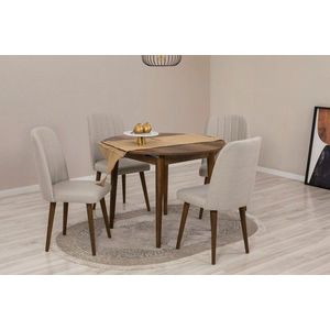 Jedálenský set s rozkladacím stolom a stoličkami (5 kusov) Vina 1005 - Walnut, Cream vyobraziť
