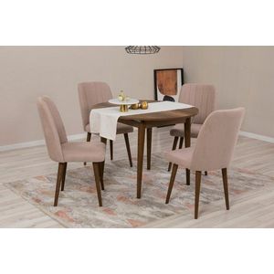 Jedálenský set s rozkladacím stolom a stoličkami (5 kusov) Vina 0900 - Walnut, Stone vyobraziť