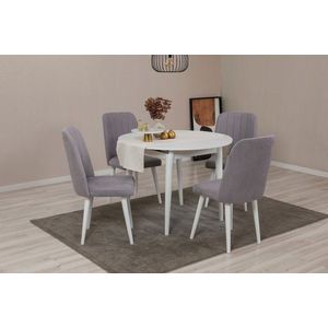 Jedálenský set s rozkladacím stolom a stoličkami (5 kusov) Vina 0701 - White, Grey vyobraziť