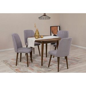 Jedálenský set s rozkladacím stolom a stoličkami (5 kusov) Vina 0701 - Walnut, Grey vyobraziť