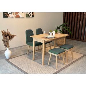 Jedálenský set s rozkladacím stolom a stoličkami (5 kusov) Vina Mini 02 1070 - Oak, Green vyobraziť