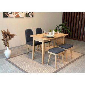 Jedálenský set s rozkladacím stolom a stoličkami (5 kusov) Vina Mini 02 1053 - Oak, Anthracite vyobraziť