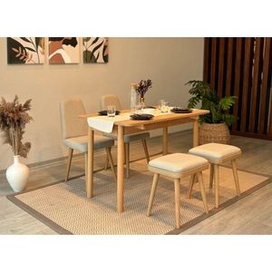 Jedálenský set s rozkladacím stolom a stoličkami (5 kusov) Vina Mini 02 1005 - Oak, Cream vyobraziť