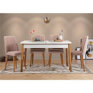 Jedálenský set s rozkladacím stolom a stoličkami (5 kusov) Santiago White Stone vyobraziť