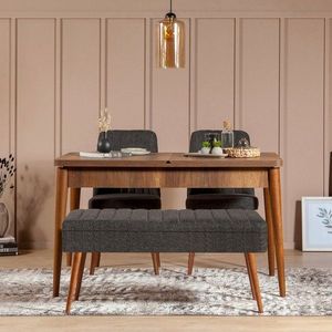 Jedálenský set s rozkladacím stolom a stoličkami (4 kusy) Vina 1053 - 3 - Anthracite, Walnut vyobraziť