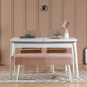 Jedálenský set s rozkladacím stolom a stoličkami (4 kusy) Vina 0900 - 3 - White, Stone vyobraziť