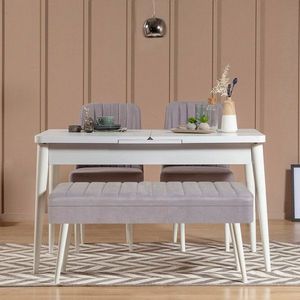 Jedálenský set s rozkladacím stolom a stoličkami (4 kusy) Vina 0701 - 3 - White, Grey vyobraziť