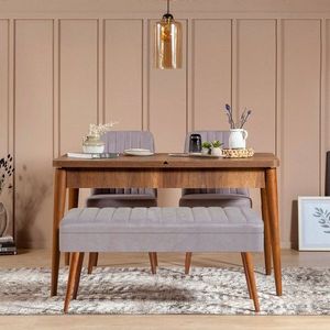 Jedálenský set s rozkladacím stolom a stoličkami (4 kusy) Vina 0701 - 3 - Walnut, Grey vyobraziť