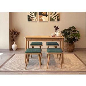 Jedálenský set s rozkladacím stolom a stoličkami (5 kusov) Vina Mini 05 1070 - Oak, Green vyobraziť