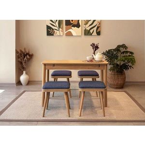 Jedálenský set s rozkladacím stolom a stoličkami (5 kusov) Vina Mini 05 1048 - Oak, Dark Blue vyobraziť
