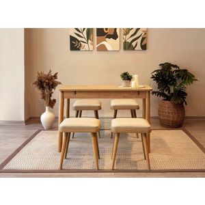 Jedálenský set s rozkladacím stolom a stoličkami (5 kusov) Vina Mini 05 1005 - Oak, Cream vyobraziť