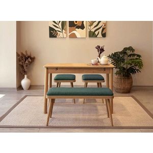 Jedálenský set s rozkladacím stolom a stoličkami (4 kusy) Vina Mini 04 1070 - Oak, Green vyobraziť
