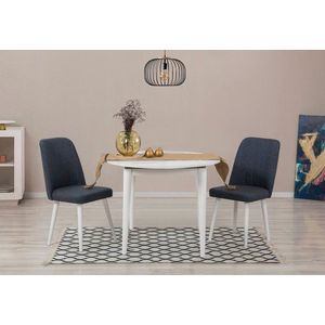 Jedálenský set s rozkladacím stolom a stoličkami (3 kusy) Vina 1048 - White, Navy Blue vyobraziť