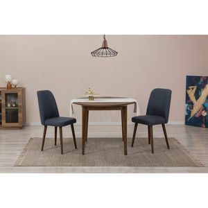 Jedálenský set s rozkladacím stolom a stoličkami (3 kusy) Vina 1048 - Walnut, Navy Blue vyobraziť
