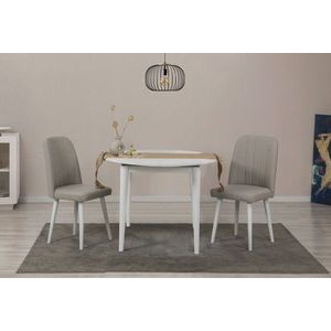 Jedálenský set s rozkladacím stolom a stoličkami (3 kusy) Vina 1005 3 v2 - White, Cream vyobraziť