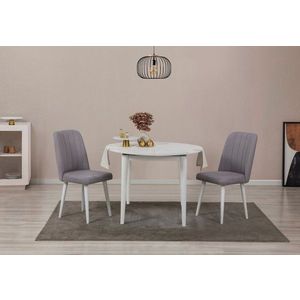 Jedálenský set s rozkladacím stolom a stoličkami (3 kusy) Vina 0701 - White, Grey vyobraziť