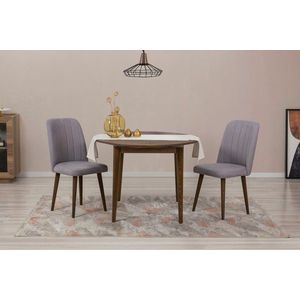 Jedálenský set s rozkladacím stolom a stoličkami (3 kusy) Vina 0701 - Walnut, Grey vyobraziť