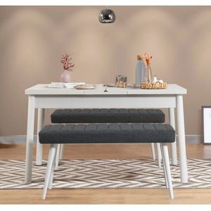 Jedálenský set s rozkladacím stolom a lavicou (3 kusy) Santiago 1053 - White, Anthracite vyobraziť