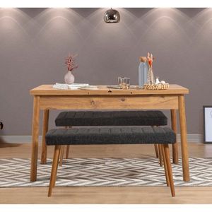 Jedálenský set s rozkladacím stolom a lavicou (3 kusy) Santiago 1053 - Atlantic Pine, Anthracite vyobraziť