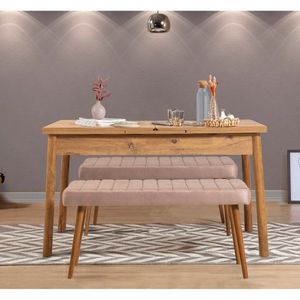 Jedálenský set s rozkladacím stolom a lavicou (3 kusy) Santiago 0900 - Atlantic Pine, Stone vyobraziť