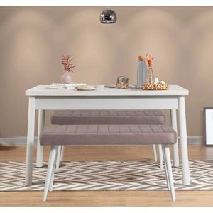 Jedálenský set so stolom a lavicou (3 kusy) Costa 0701 - White, Soho Grey vyobraziť