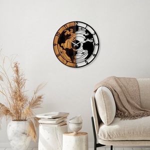 Dekoratívne drevené nástenné hodiny World Map vyobraziť